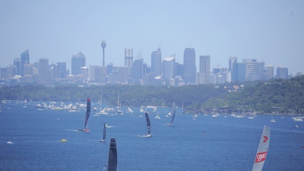 Yachts Sydney Harbour prior to the start of the 2014 Sydney To Hobart yacht race.