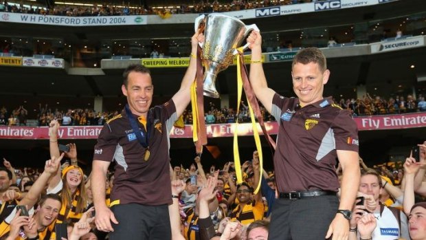 Alastair Clarkson (left) and assistant Brendon Bolton.