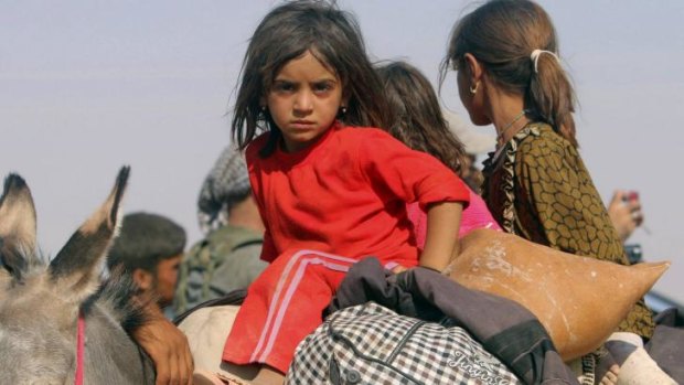 Displaced Yazidi children, as their community flees violence from ISIL in Sinjar.