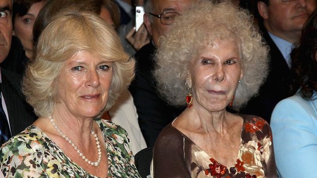 Royal wives club ... Camilla, Duchess of Cornwall and the Duchess of Alba watch a flamenco performance in Madrid in April.