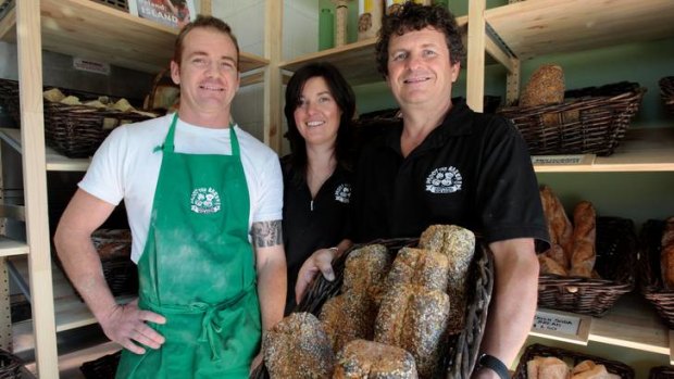 On a roll ... Wade Younger, with Sarah-Jane and Gerard Winston at Paddy the Baker.