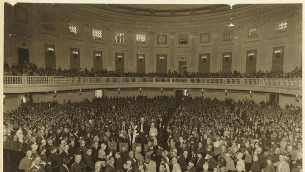 Inside City Hall's opening in April 1930.