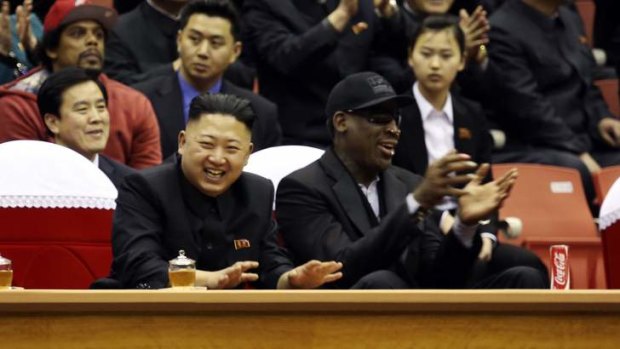 Odd couple: North Korean leader Kim Jong-un and former NBA star Dennis Rodman, who is bringing a star-studded team to the Communist country.