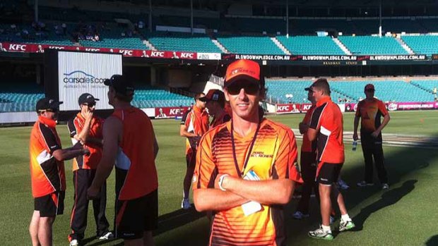 Have the Scorchers got a secret weapon tonight? No. This man is the Waterboy, otherwise known as Simon White, and he's bringing you special comments.