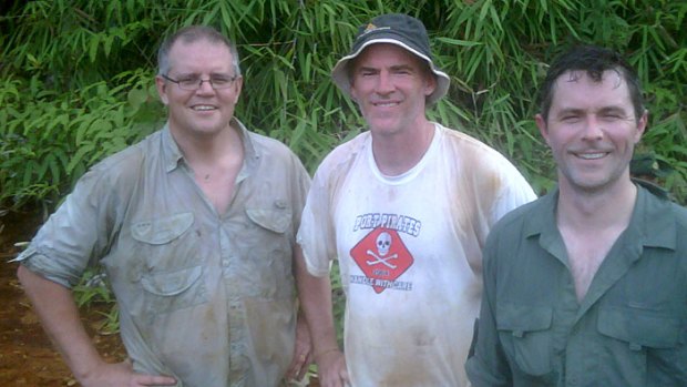 Cross-party trekkers: from left, shadow immigration spokesman Scott Morrison, independent Rob Oakeshott and Defence Materiel Minister Jason Clare  in  Malaysia.