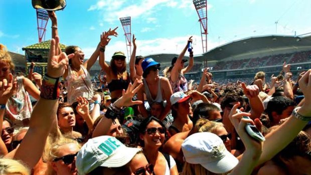 Music fans at the Big Day Out in Sydney on Australia Day.
