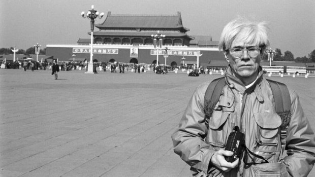 Andy Warhol in Tiananmen Square during a visit to China in 1982.