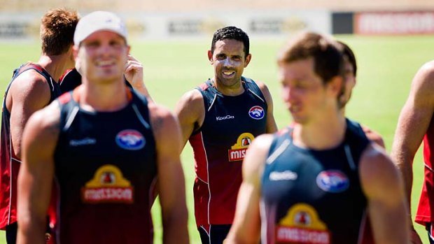 Loving what he does: Brett Goodes at training at Whitten Oval.