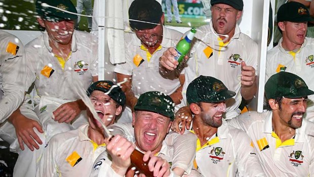 Party time: Australia's cricketers were planning a long party in Perth on Tuesday night after regaining the Ashes.