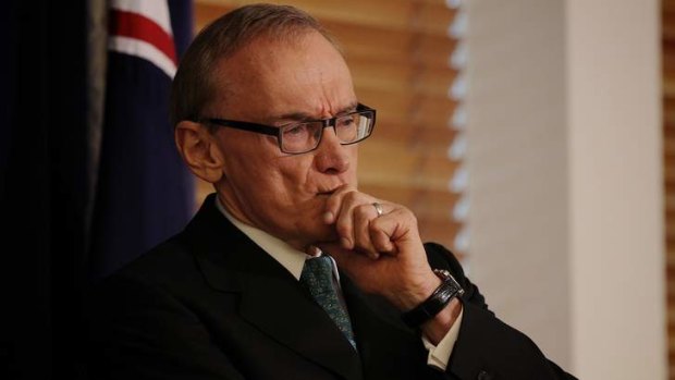 Goodbye: Former NSW premier Bob Carr announces his resignation from the Senate on Wednesday at Parliament House.