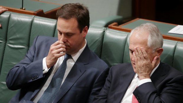 Trade Minister Steve Ciobo and Prime Minister Malcolm Turnbull after the defeat.