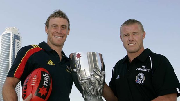 Collingwood and Adelaide played in Dubai in the 1008 pre-season. Simon Goodwin and Tarkyn Lockyer did the promotional rounds.
