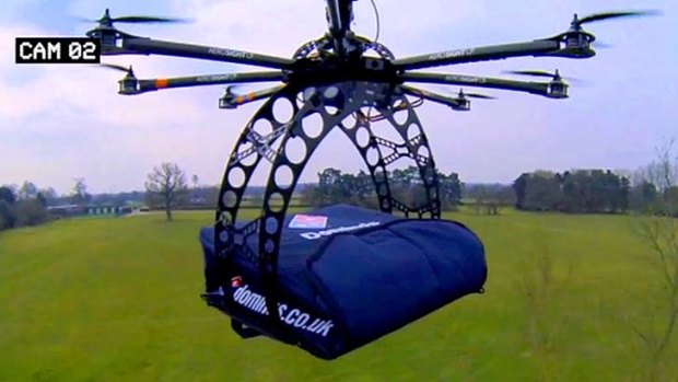 "DomiCopter": Domino's octocopter drone can fly up to two large pizzas to customers.