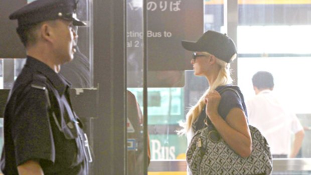 Barred ... Paris Hilton leaves Japan.