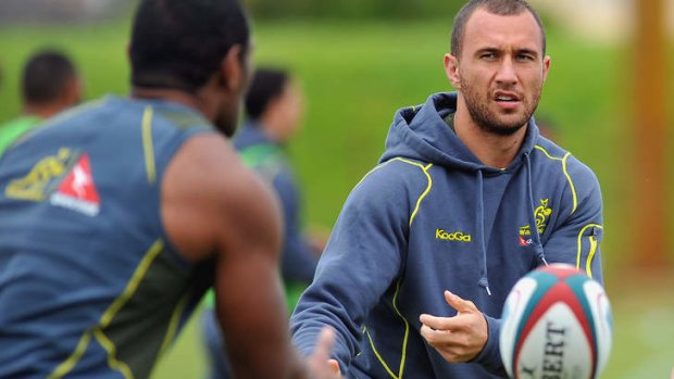 Lessons learnt: Quade Cooper trains with the Wallabies in South Africa.