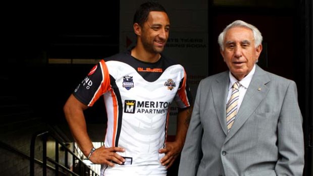 When Harry met Benji ... Wests Tigers star Benji Marshall with Meriton boss Harry Triguboff. ''I never know what he will do when I watch him,'' Triguboff says.