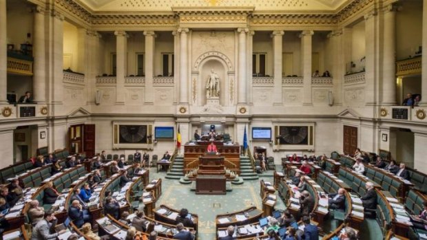 Belgian politicians debate the bill on child euthanasia at the Belgian federal parliament in Brussels.