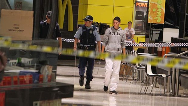 Investigation scene: Darren Edward Neill was shot dead at Westfield Parramatta in 2012.