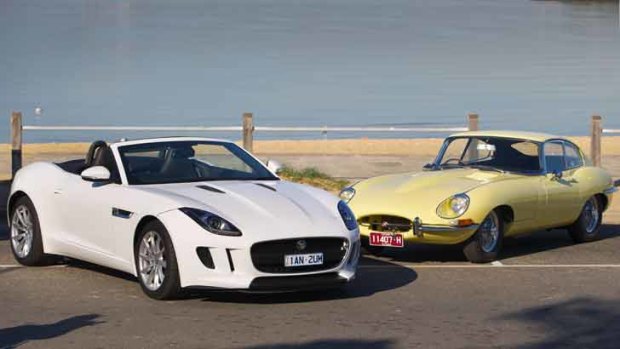 Something old, something new: Jaguar's F-Type (left) and the Jaguar E-Type.