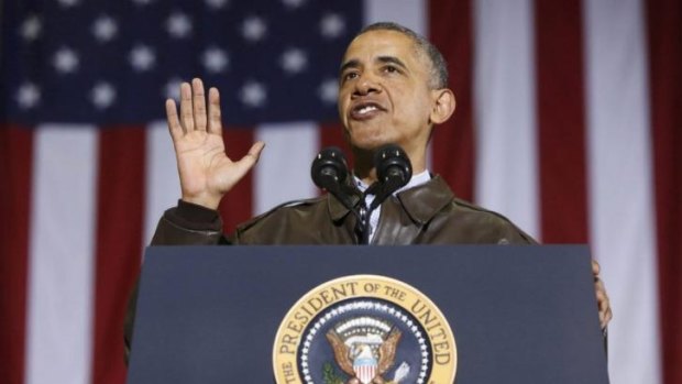 US President Barack Obama speaks to American troops at Bagram Air Base.