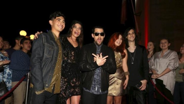 Team Joel on the red carpet ahead of the live show series of The Voice. (L-R) Isaac McGovern, Holly Tapp, Joel Madden, Talia Gouge and Frank Lakoudis.