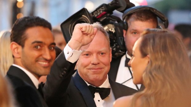 <i>The Project</i> co-host Peter Helliar arrives at the 59th Logie Awards.