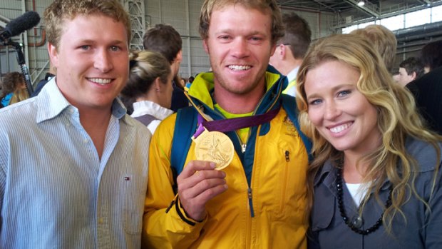 Nathan Outteridge ... gold medallist in the men's sailing 49er skiff class with his brother Beau and sister Haylee.