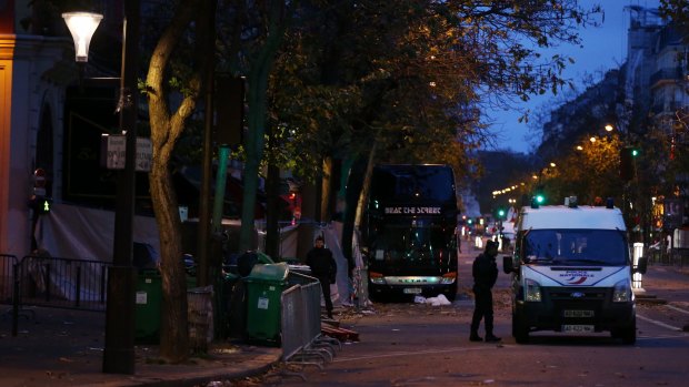 Police at Boulevard Voltaire near the Bataclan theatre in Paris, France in the hours after the attack that left 130 people dead. 