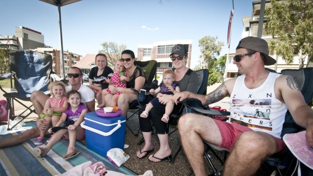 Families together preparing to watch Riverfire from "one of the best views" at Kangaroo Point Cliffs.
