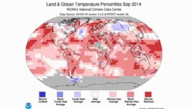 Most of the planet was warmer than average in September - with sea-surface temperatures at record levels.
