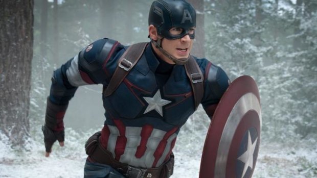 Captain America in action in Marvel's <i>Avengers: Age Of Ultron</i>.