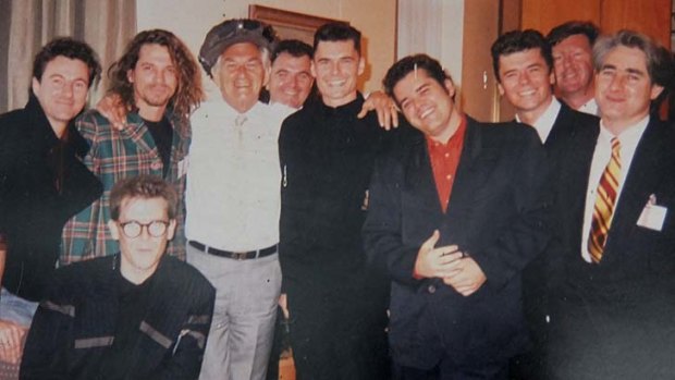 INXS with their manager Chris Murphy (far right) with Prime Minister Bob Hawke in the PM's office, circa 1988.
