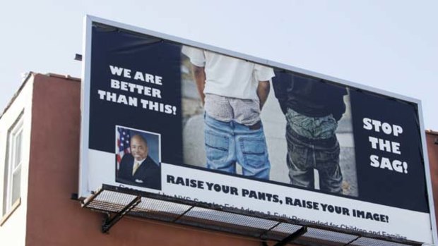 Belt up … the ''Stop the Sag'' billboard in Brooklyn.