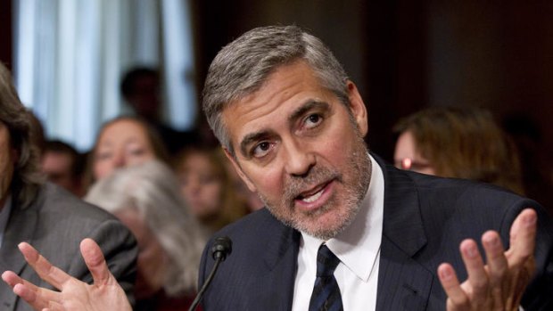 Clooney mounts his case before the Washington committee.
