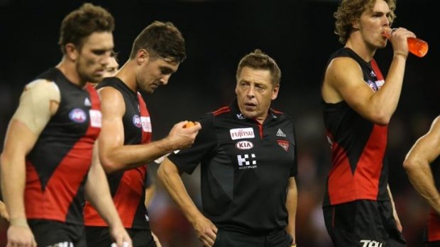 Hitting his straps: Essendon coach Mark Thompson is starting to enjoy the unasked-for role. 