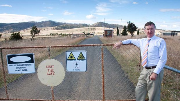 Brighton Mayor Tony Foster at Pontvile Defence Rifle Range near Hobart.