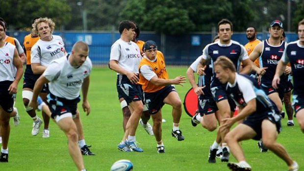 Back to basics . . . the Waratahs in training at Moore Park yesterday after Saturday’s embarrassing 23-3 loss to the Cheetahs.