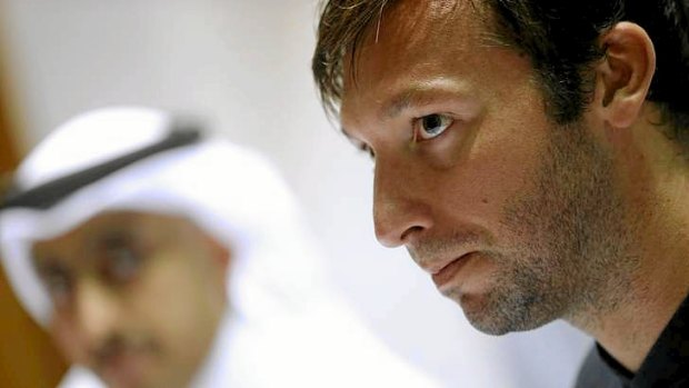 Five-time Olympic gold medallist Ian Thorpe speaking in Doha.