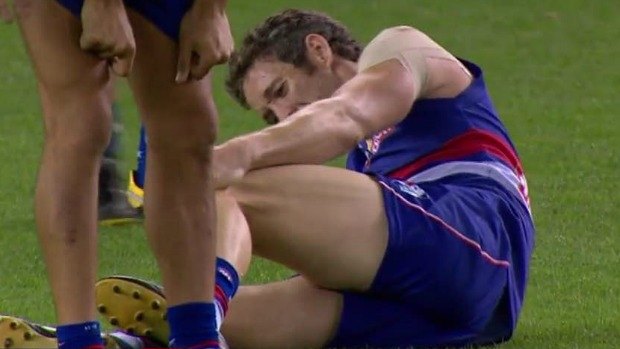 Dog day. Western Bulldogs captain Robert Murphy went down with an ACL tear in round three.
