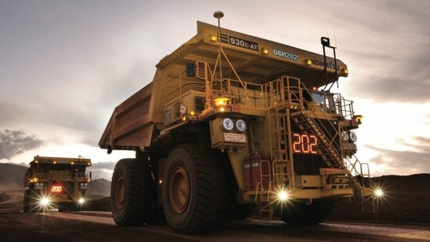 Autonomous haulage trucks at the West Angelas mine in the Pilbara.