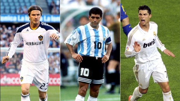 David Beckham, Diego Maradona and Cristiano Ronaldo.