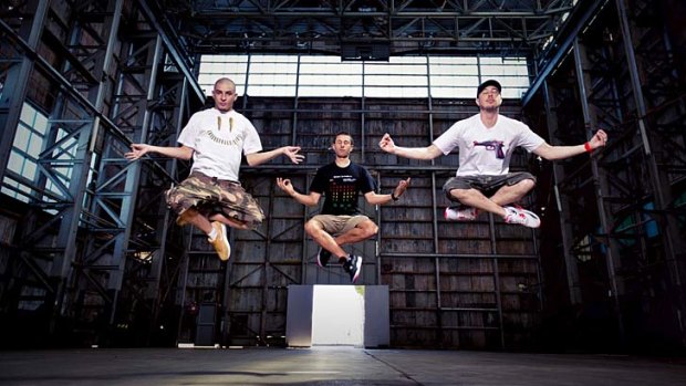 Floating on air: Bliss n Eso (from left) Jonathan Notley (MC Bliss), Tarik Ejjamai (DJ Izm) and Max MacKinnon (MC Esso).