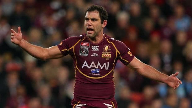 Cameron Smith instructs his team mates during game three of State of Origin.