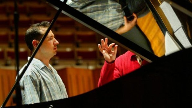 Pianist Simon Trpceski  in rehearsal.
