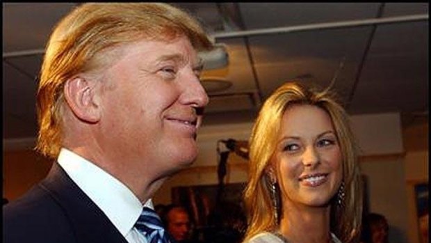 Past but not forgotten ... Donald Trump and Jennifer Hawkins in 2004 after she was crowned Miss Universe.
