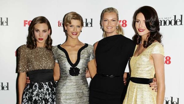 The final three ...  (L-R) Kelsey Martinovich, Sophie Van Den Akker, host Sarah Murdoch and Amanda Ware at the live final.