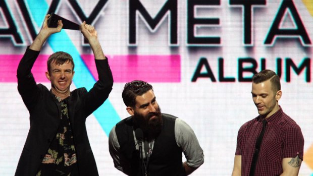 Five-piece Perth band Karnivool thankful for the 'bogan award' - Best Hard Rock/Heavy Metal album with Asymmetry - at the ARIAs.