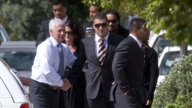 Wests Tigers star Robbie Farah among the mourners at Mosese Fotuaika's funeral.