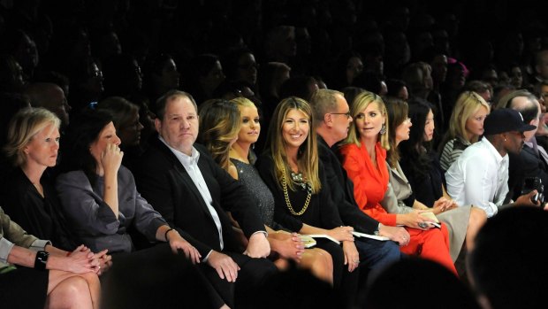 Harvey Weinstein, Jessica Simpson, Nina Garcia, Michael Kors and Heidi Klum sit in the front row of Project Runway Season 8 Finale during the Mercedes Benz Fashion Week Spring Summer 2011.