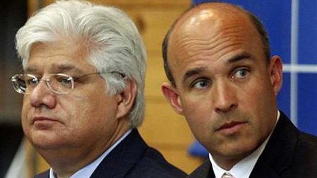 Research in Motion (RIM) co-CEO Jim Balsillie (R) and President and co-Ceo Mike Lazaridis have stepped down.